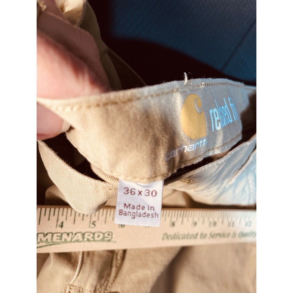 Carhartt Men's Rugged Flex Relaxed Fit Canvas Pant Dark Khaki Size 36x30 0494 - Picture 5 of 7